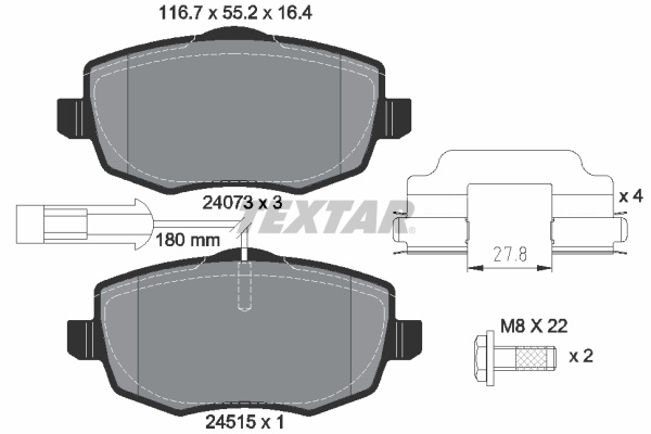 Set placute frana,frana disc punte fata (2407304 TEXTAR) LANCIA
