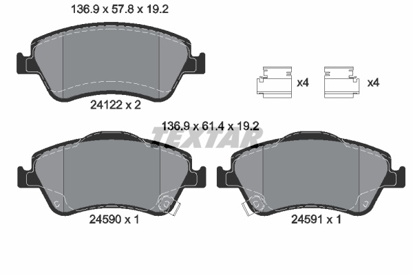 Set placute frana,frana disc punte fata (2412201 TEXTAR) TOYOTA