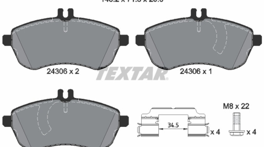 Set placute frana,frana disc punte fata (2430601 TEXTAR) MERCEDES-BENZ,MERCEDES-BENZ (BBDC)