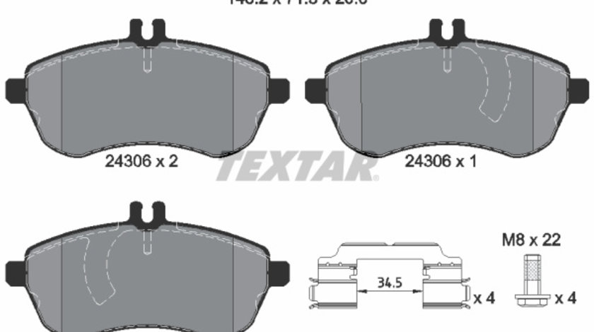 Set placute frana,frana disc punte fata (2430681 TEXTAR) MERCEDES-BENZ,MERCEDES-BENZ (BBDC)