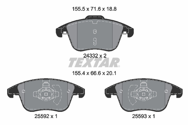 Set placute frana,frana disc punte fata (2433205 TEXTAR) FORD