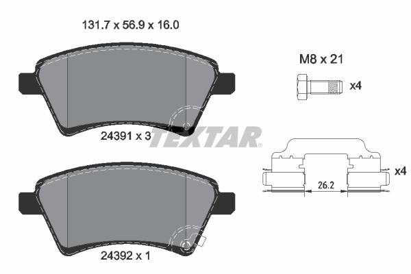 Set placute frana,frana disc punte fata (2439101 TEXTAR) FIAT,SUZUKI