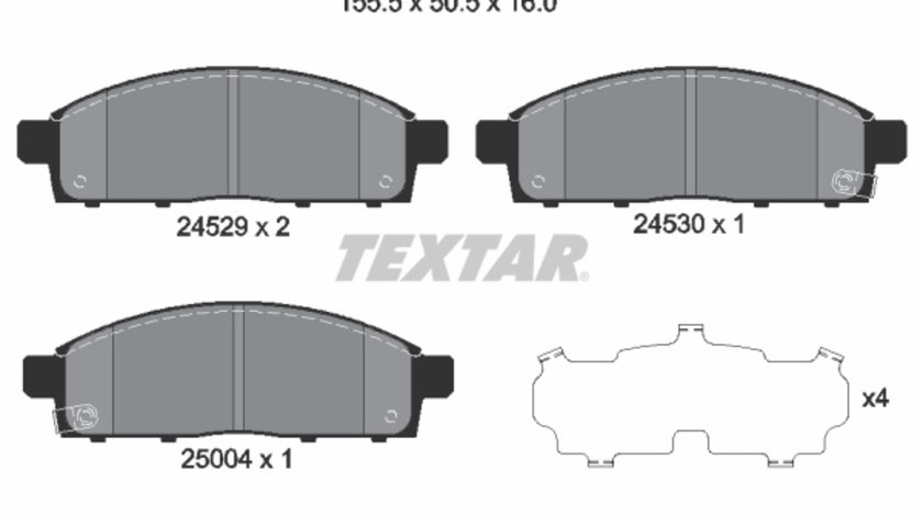 Set placute frana,frana disc punte fata (2452901 TEXTAR) FIAT,MITSUBISHI,MITSUBISHI (GAC),MITSUBISHI (SOUEAST),NISSAN (ZHENGZHOU),RAM