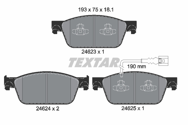 Set placute frana,frana disc punte fata (2462301 TEXTAR) VW