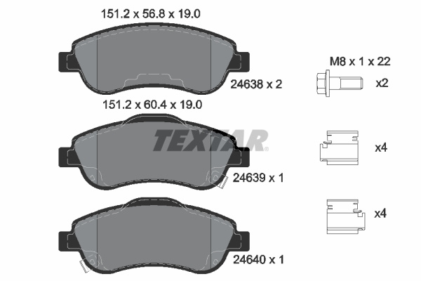 Set placute frana,frana disc punte fata (2463801 TEXTAR) HONDA