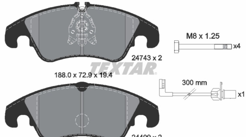 Set placute frana,frana disc punte fata (2474301 TEXTAR) AUDI,AUDI (FAW),VW (SVW)