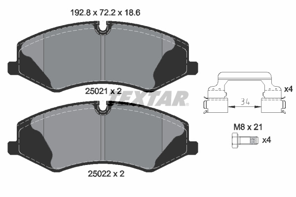 Set placute frana,frana disc punte fata (2502101 TEXTAR) LAND ROVER