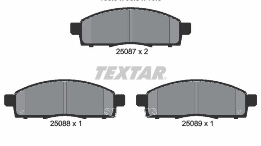 Set placute frana,frana disc punte fata (2508701 TEXTAR) MITSUBISHI,MITSUBISHI (GAC),NISSAN,NISSAN (ZHENGZHOU)