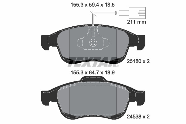 Set placute frana,frana disc punte fata (2518001 TEXTAR) ALFA ROMEO