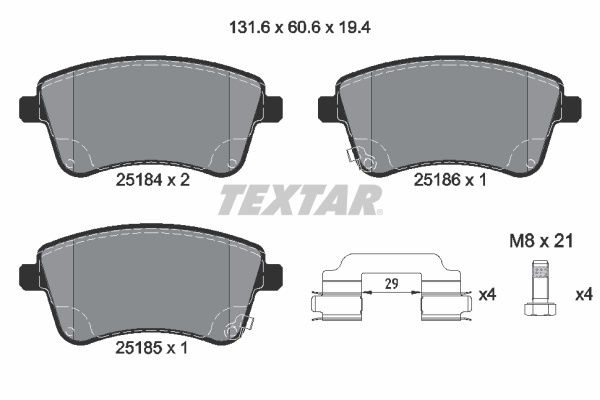 Set placute frana,frana disc punte fata (2518401 TEXTAR) KIA