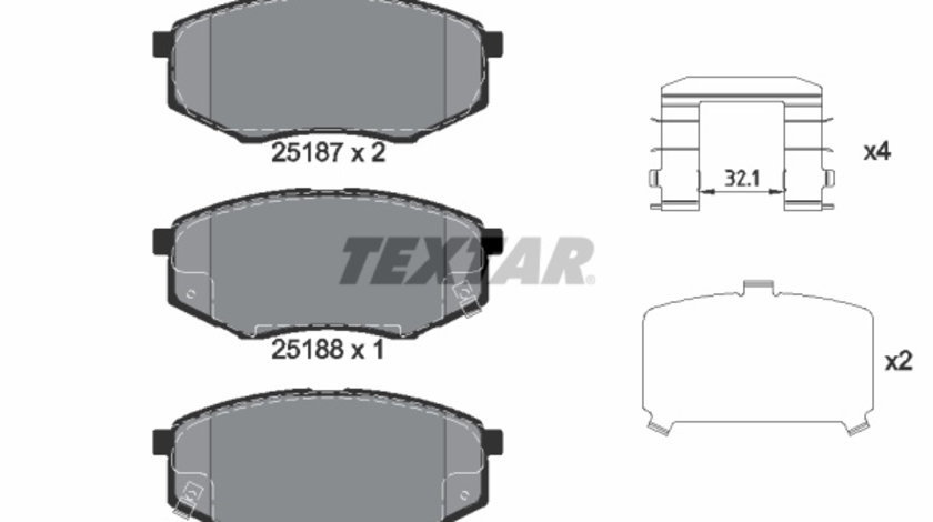 Set placute frana,frana disc punte fata (2518701 TEXTAR) HAWTAI,HYUNDAI,HYUNDAI (BEIJING),JAC,KIA,KIA (DYK)