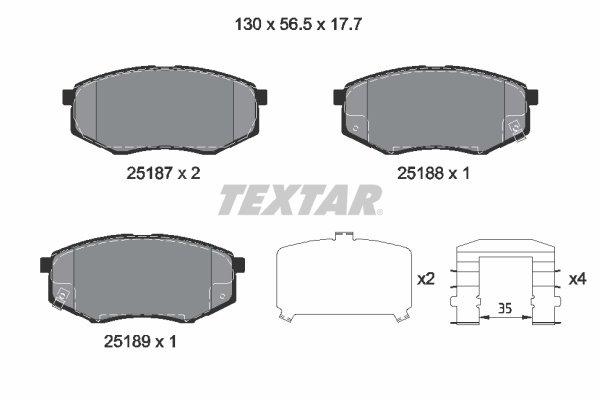 Set placute frana,frana disc punte fata (2518704 TEXTAR) KIA