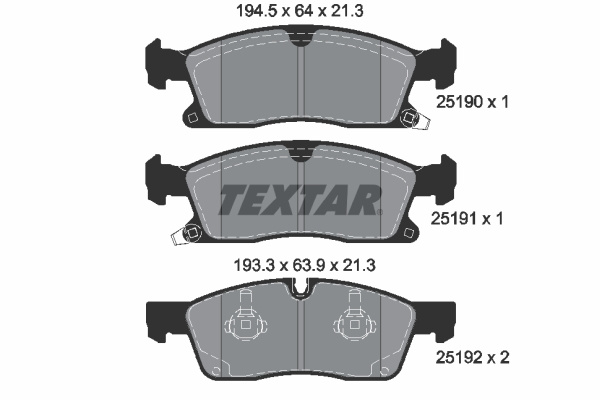 Set placute frana,frana disc punte fata (2519001 TEXTAR) JEEP