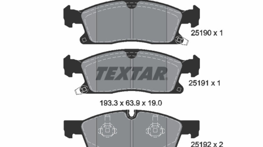 Set placute frana,frana disc punte fata (2519002 TEXTAR) DODGE,JEEP