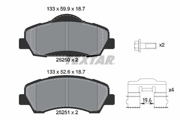 Set placute frana,frana disc punte fata (2525001 TEXTAR) Citroen,PEUGEOT,PEUGEOT (DF-PSA)