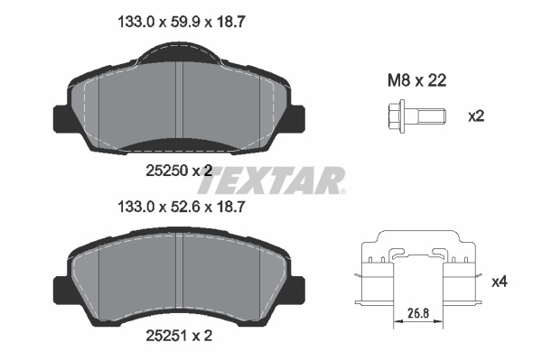 Set placute frana,frana disc punte fata (2525004 TEXTAR) PEUGEOT