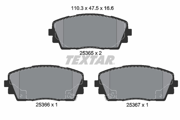 Set placute frana,frana disc punte fata (2536501 TEXTAR) DODGE,KIA