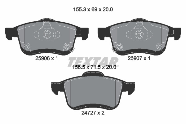 Set placute frana,frana disc punte fata (2590601 TEXTAR) FIAT