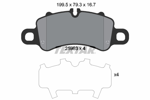 Set placute frana,frana disc punte fata (2598301 TEXTAR) PORSCHE