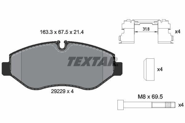 Set placute frana,frana disc punte fata (2922901 TEXTAR) IVECO