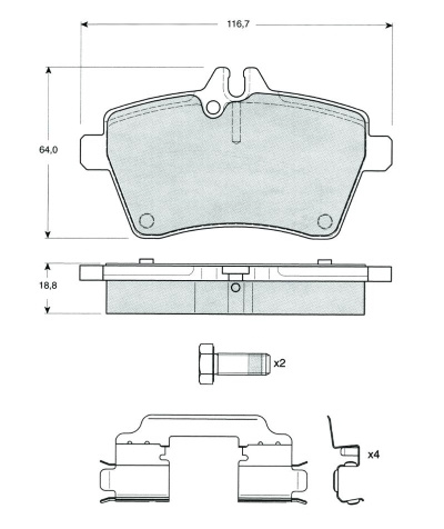 Set placute frana,frana disc punte fata (MT499 MTR) MERCEDES-BENZ
