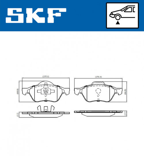 Set placute frana,frana disc punte fata (VKBP80127 SKF) RENAULT
