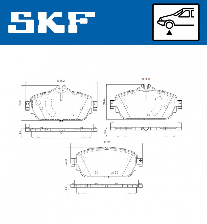 Set placute frana,frana disc punte fata (VKBP80196 SKF) MERCEDES-BENZ