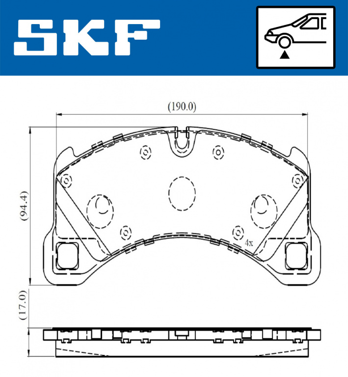 Set placute frana,frana disc punte fata (VKBP80293 SKF) PORSCHE