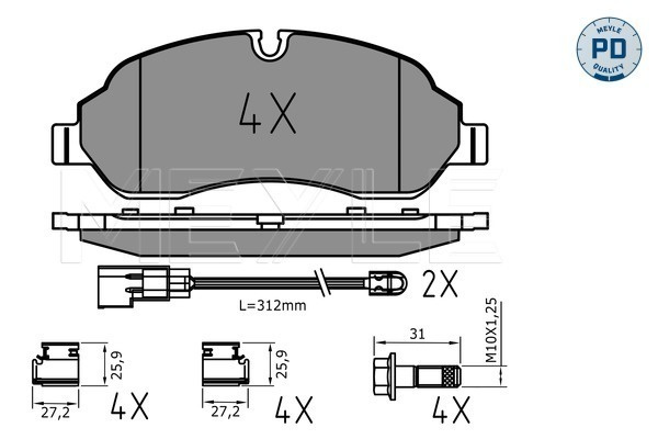 Set placute frana,frana disc punte fata (0252203417PD MEYLE) FORD