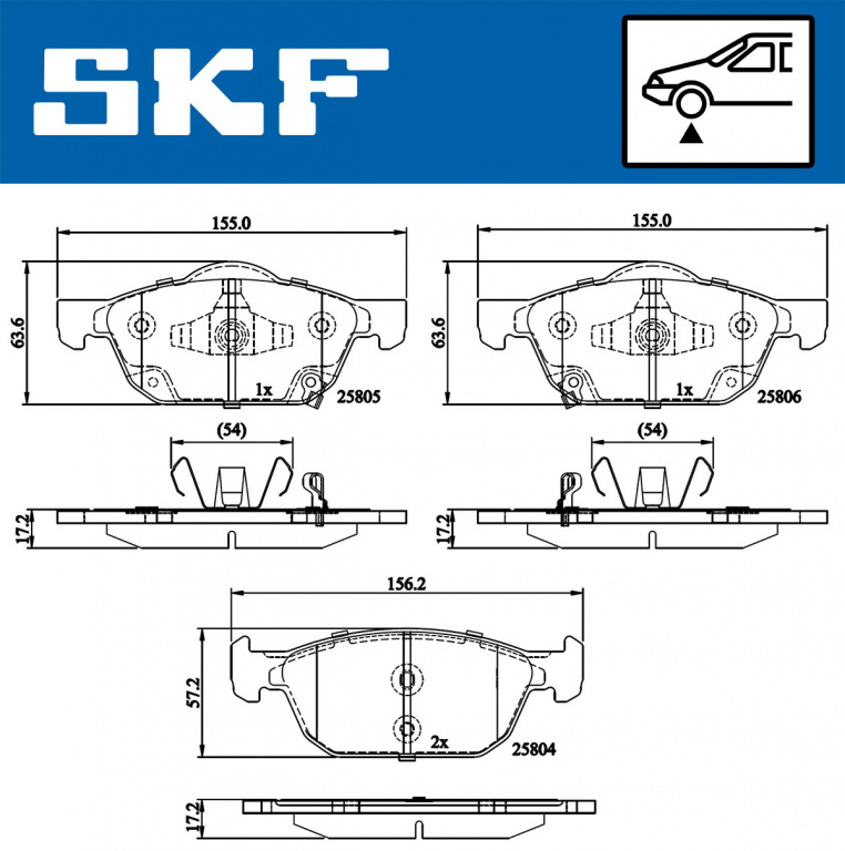 Set placute frana,frana disc punte fata (VKBP80320A SKF) HONDA