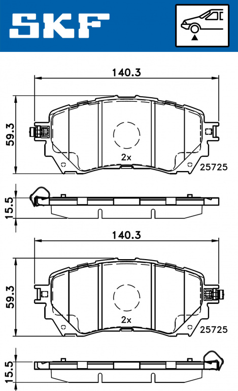 Set placute frana,frana disc punte fata (VKBP80394A SKF) MAZDA