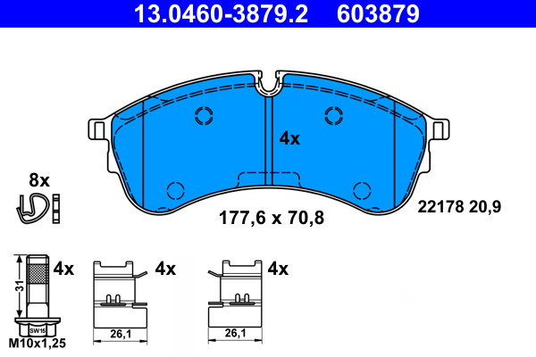 Set placute frana,frana disc punte fata (13046038792 ATE) VW