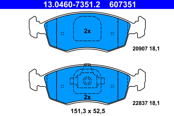 Set placute frana,frana disc punte fata (13046073512 ATE) FIAT