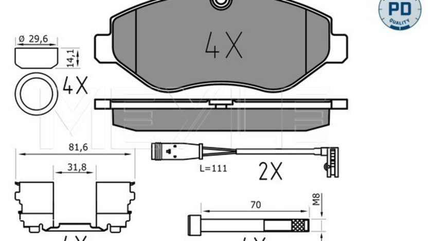 Set placute frana,frana disc punte fata (0252919220PD MEYLE) MERCEDES-BENZ,VW