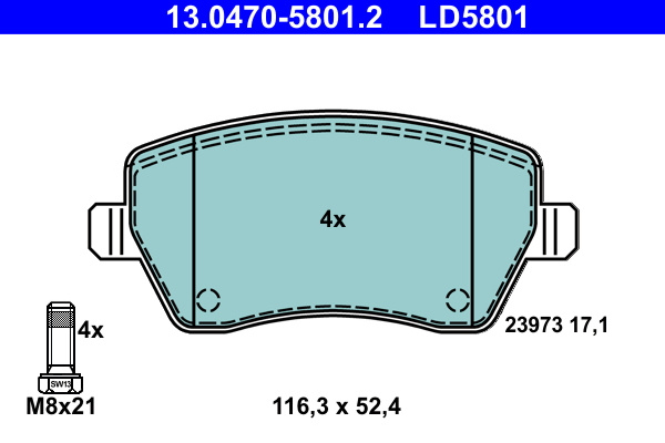 Set placute frana,frana disc punte fata (13047058012 ATE) NISSAN,RENAULT