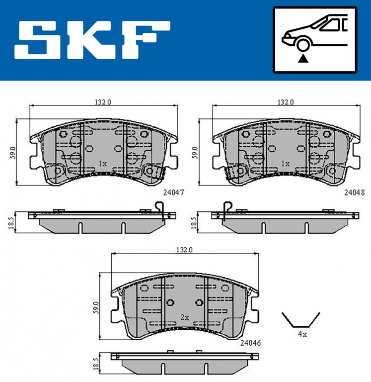 Set placute frana,frana disc punte fata (VKBP80421A SKF) MAZDA