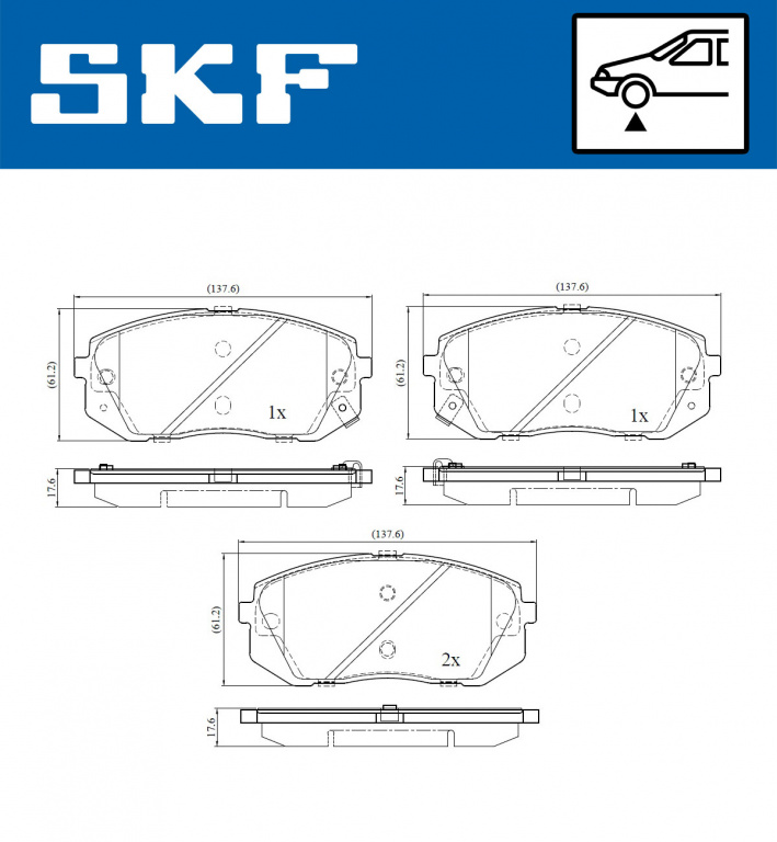 Set placute frana,frana disc punte fata (VKBP80267A SKF) HYUNDAI,KIA