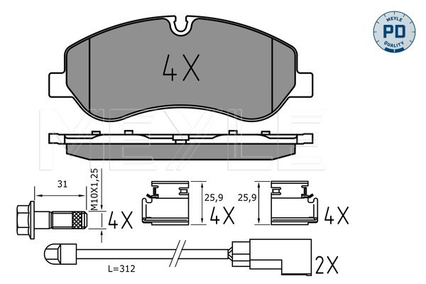 Set placute frana,frana disc punte fata (0252560217PD MEYLE) FORD