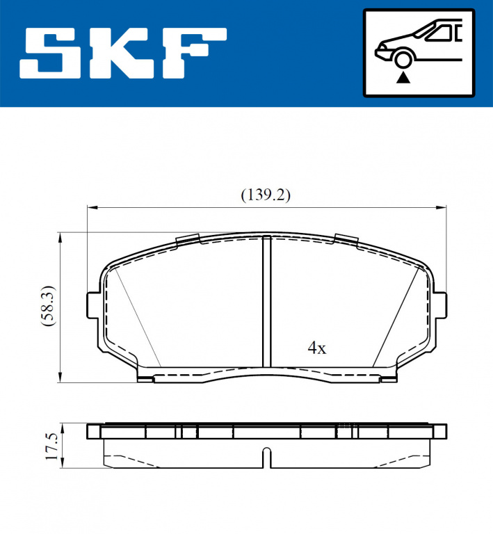 Set placute frana,frana disc punte fata (VKBP80612A SKF) MAZDA,MITSUBISHI
