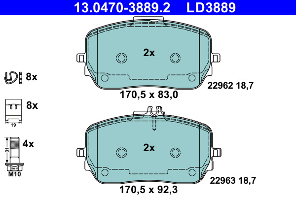 Set placute frana,frana disc punte fata (13047038892 ATE) MERCEDES-BENZ