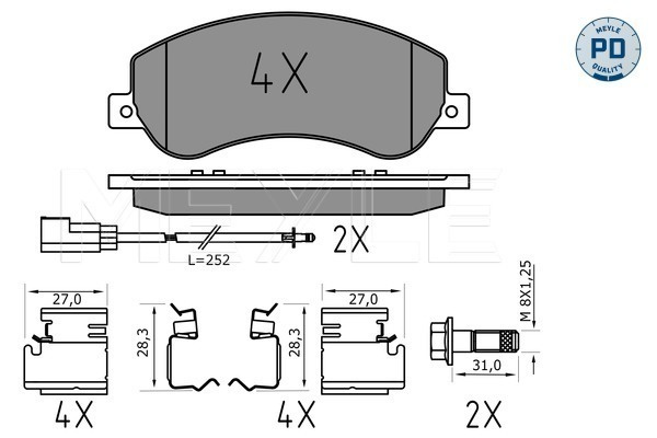 Set placute frana,frana disc punte fata (0252448419PD MEYLE) FORD