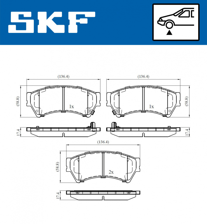 Set placute frana,frana disc punte fata (VKBP80410A SKF) MAZDA