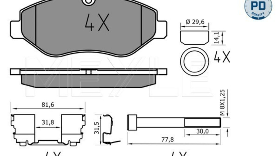 Set placute frana,frana disc punte fata (0252922920PD MEYLE) IVECO