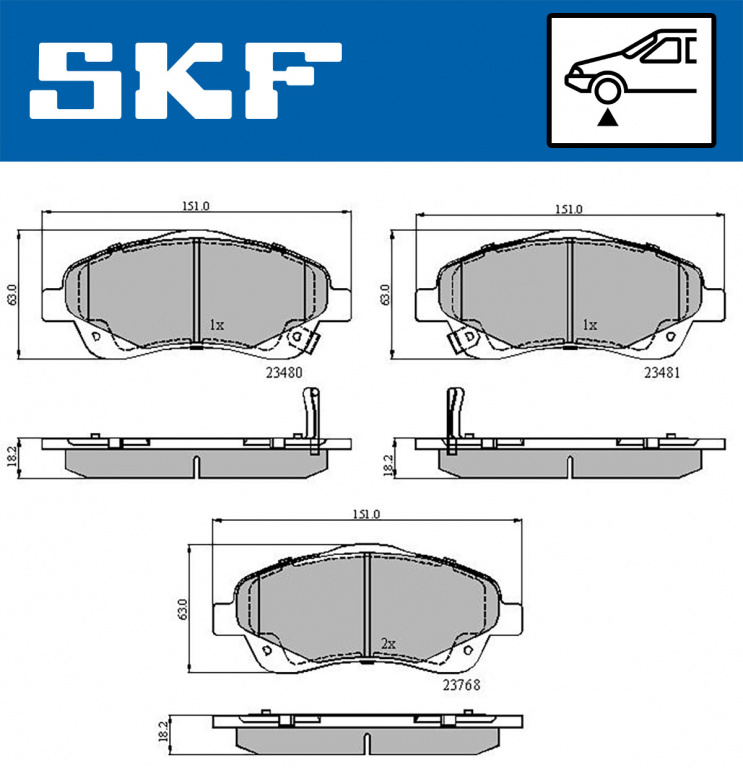 Set placute frana,frana disc punte fata (VKBP80241A SKF) LOTUS,TOYOTA