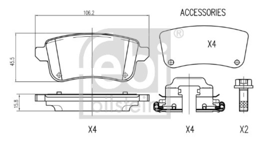 Set placute frana,frana disc puntea spate (178904 FEBI BILSTEIN) NISSAN,RENAULT