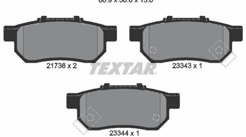 Set placute frana,frana disc puntea spate (2173801 TEXTAR) ACURA,HONDA,HONDA (GAC),ISUZU,MAZDA