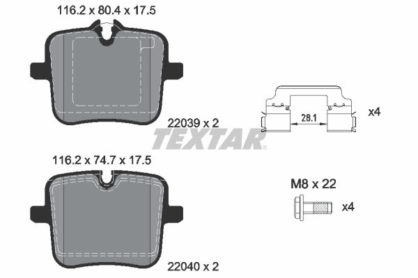 Set placute frana,frana disc puntea spate (2203901 TEXTAR) BMW,ROLLS-ROYCE