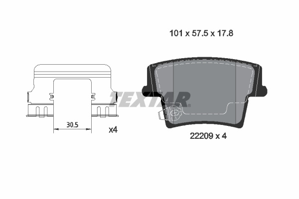 Set placute frana,frana disc puntea spate (2220901 TEXTAR) CHRYSLER,DODGE