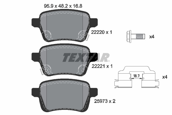 Set placute frana,frana disc puntea spate (2222001 TEXTAR) OPEL,VAUXHALL