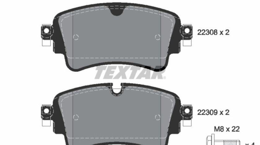 Set placute frana,frana disc puntea spate (2230801 TEXTAR) AUDI,AUDI (FAW),VW